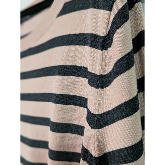 Lane Bryant Pullover Sweater Womens Plus 26/28 Pink Blue Stripe Flounce Sleeve - Picture 4 of 9